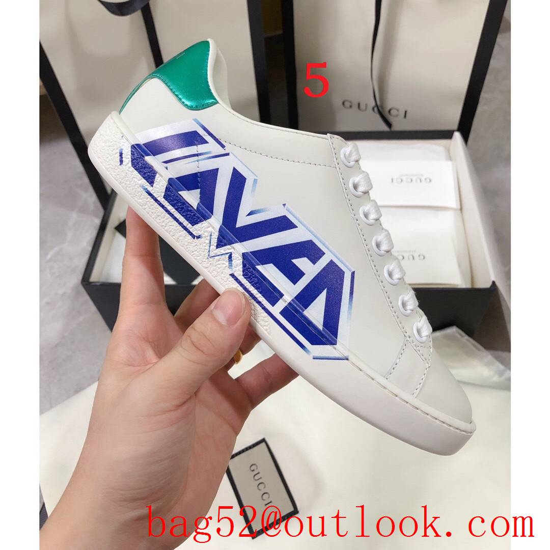 gucci ace classic popular women and men couples leather flat sneakers shoes 9 colors