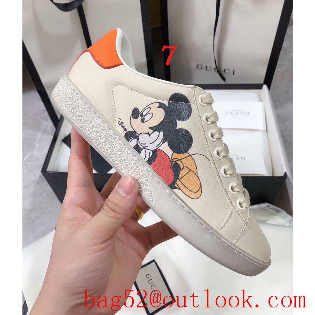 gucci ace classic popular women and men couples leather flat sneakers shoes 9 colors