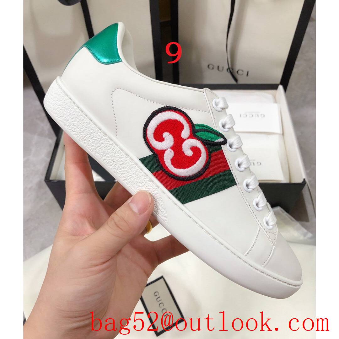 gucci ace classic popular women and men couples leather flat sneakers shoes 9 colors