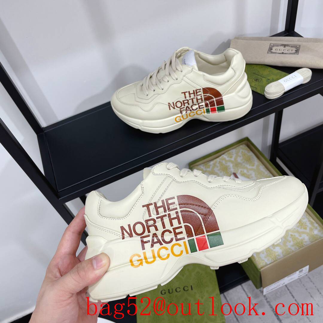 gucci rhyton leather with the north face for women and men couples sneakers shoes