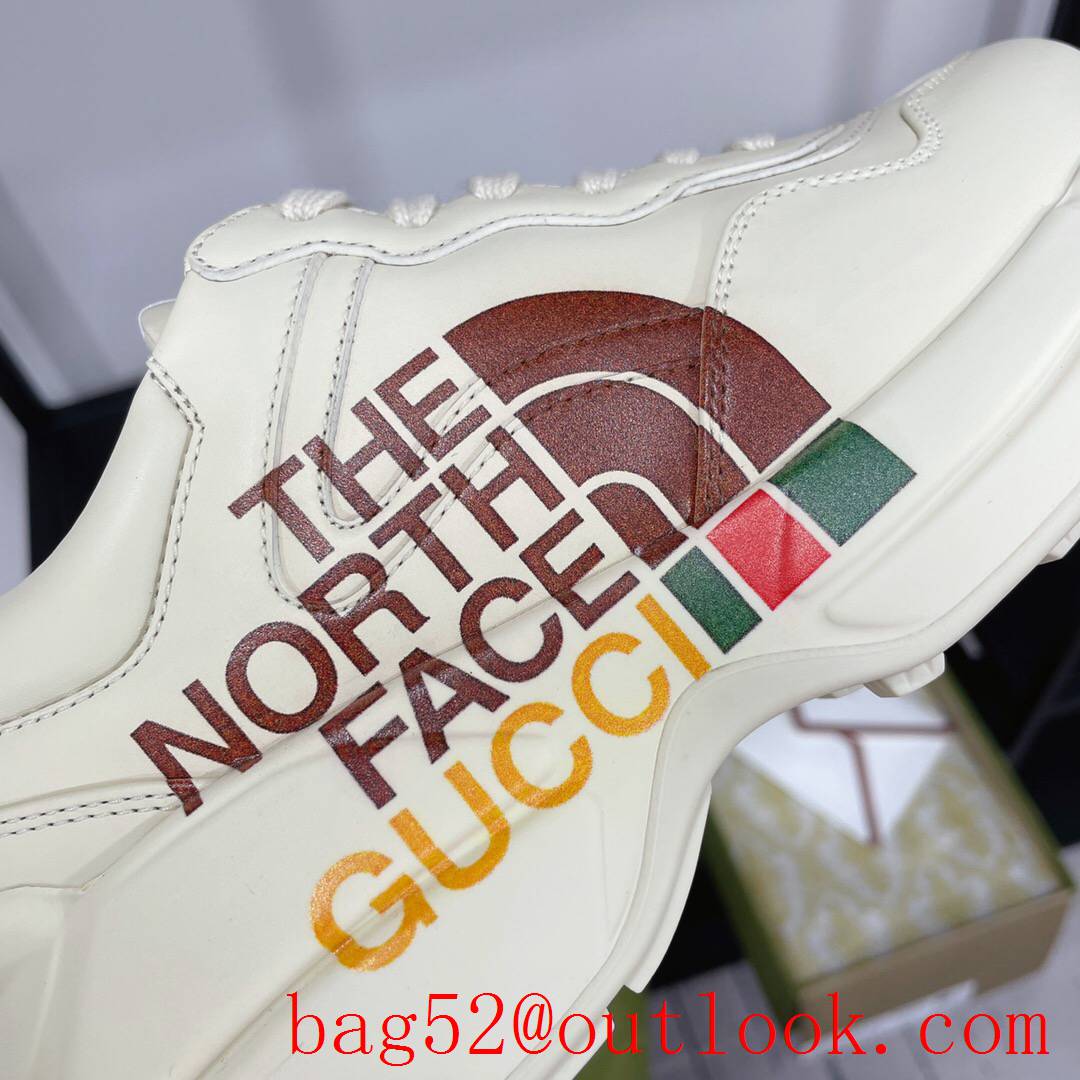 gucci rhyton leather with the north face for women and men couples sneakers shoes