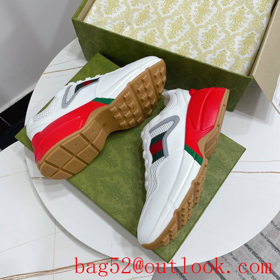 gucci rhyton red with cream leather for women and men couples sneakers shoes