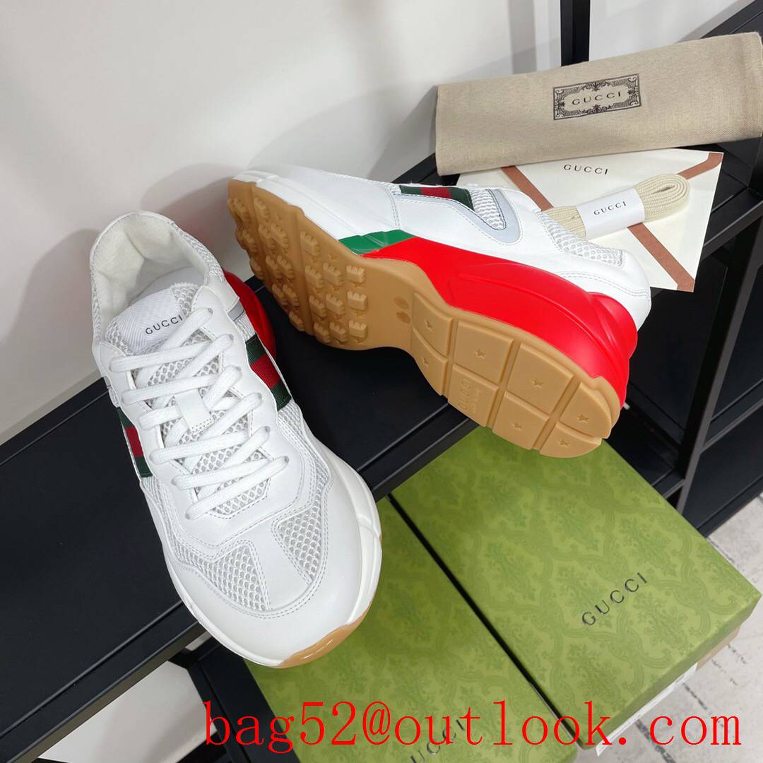 gucci rhyton red with cream leather for women and men couples sneakers shoes