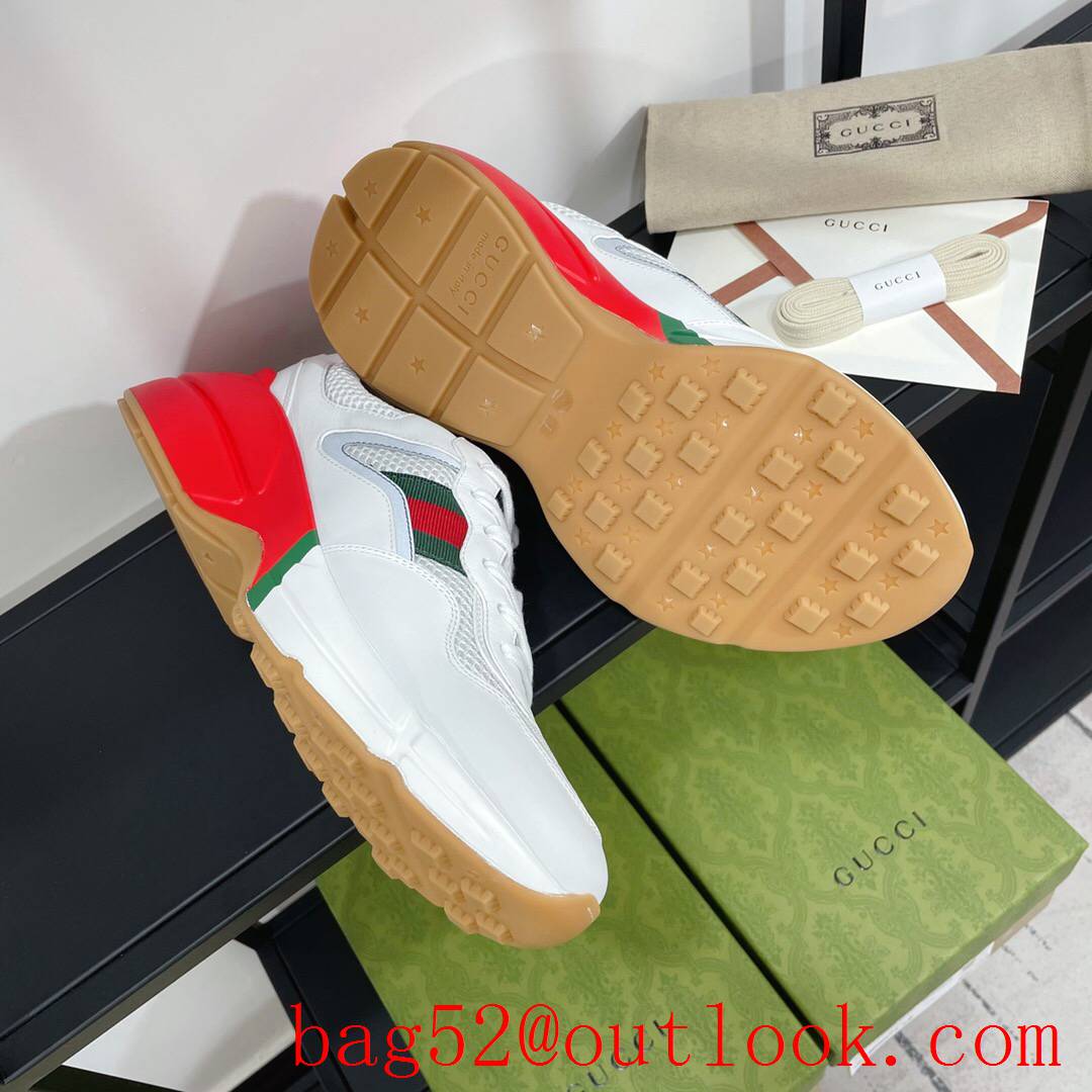 gucci rhyton red with cream leather for women and men couples sneakers shoes