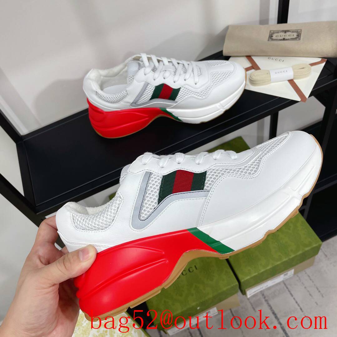 gucci rhyton red with cream leather for women and men couples sneakers shoes