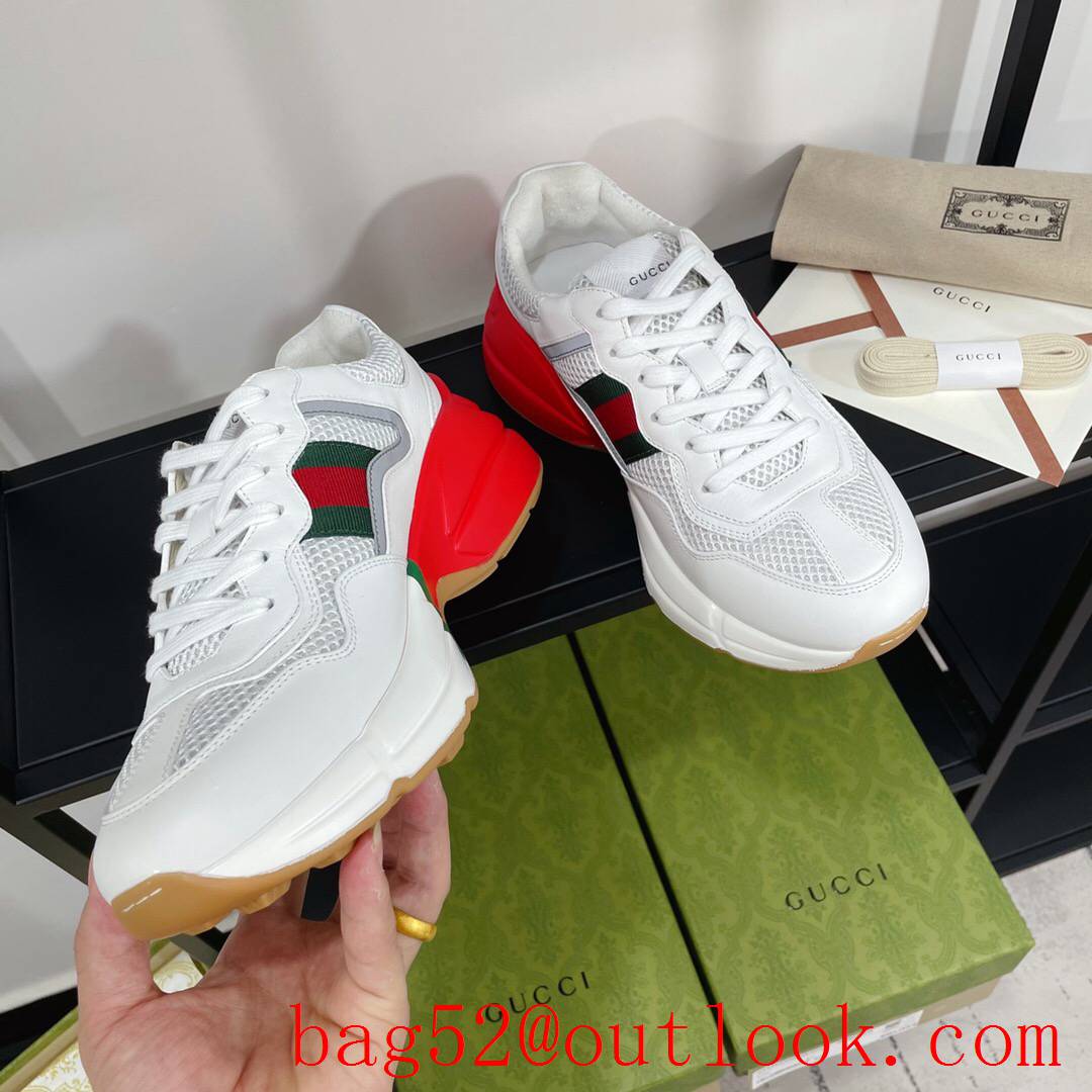 gucci rhyton red with cream leather for women and men couples sneakers shoes