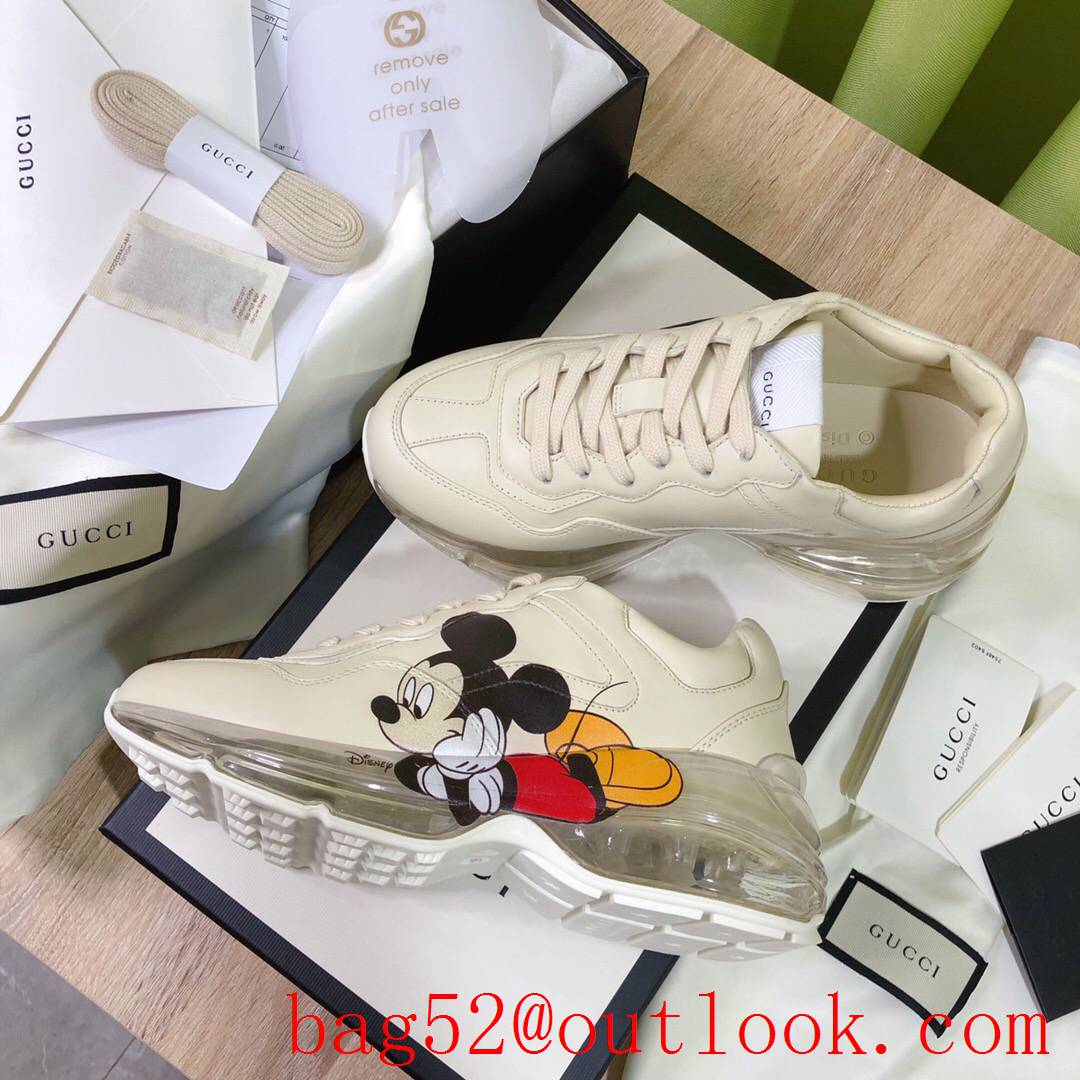 gucci rhyton cream with air cushion leather for women and men couples sneakers shoes