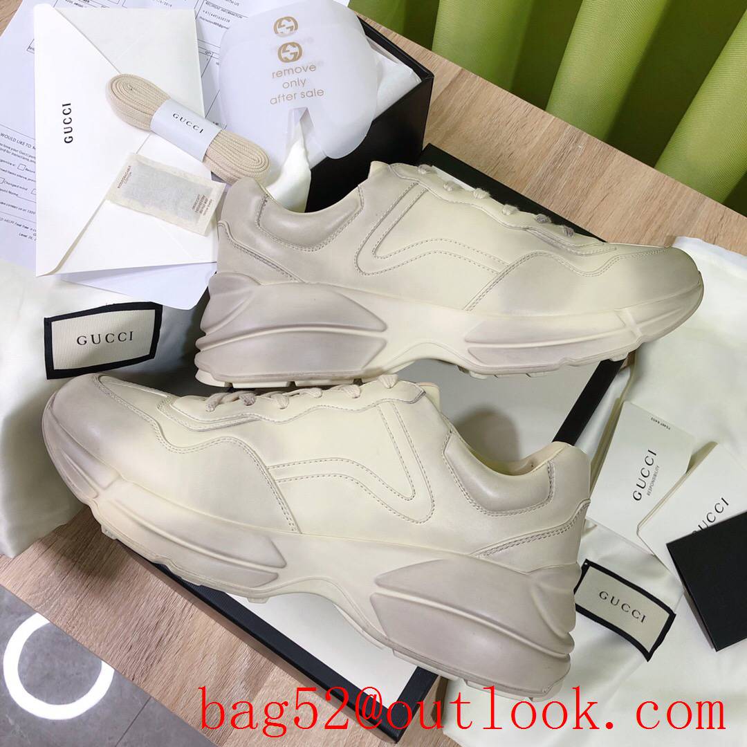 gucci screener rhyton cream leather for women and men couples sneakers shoes