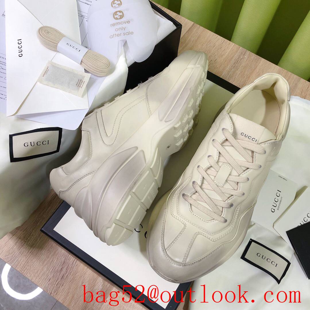 gucci screener rhyton cream leather for women and men couples sneakers shoes