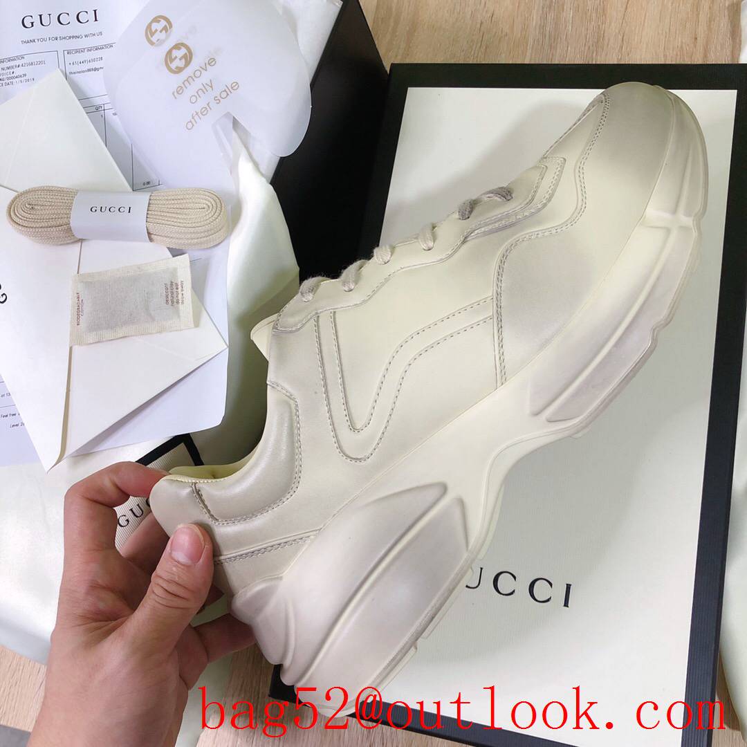 gucci screener rhyton cream leather for women and men couples sneakers shoes