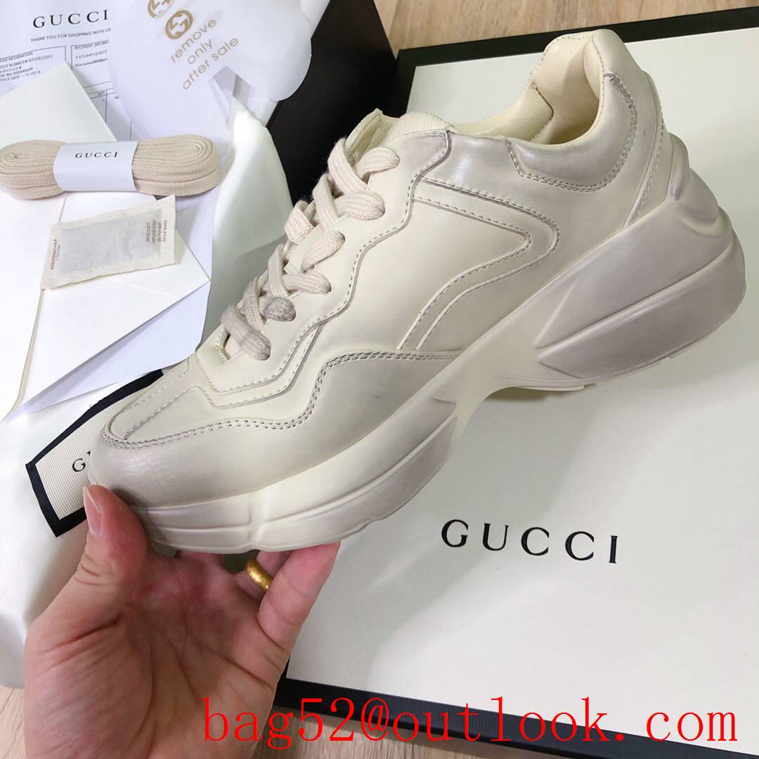 gucci screener rhyton cream leather for women and men couples sneakers shoes