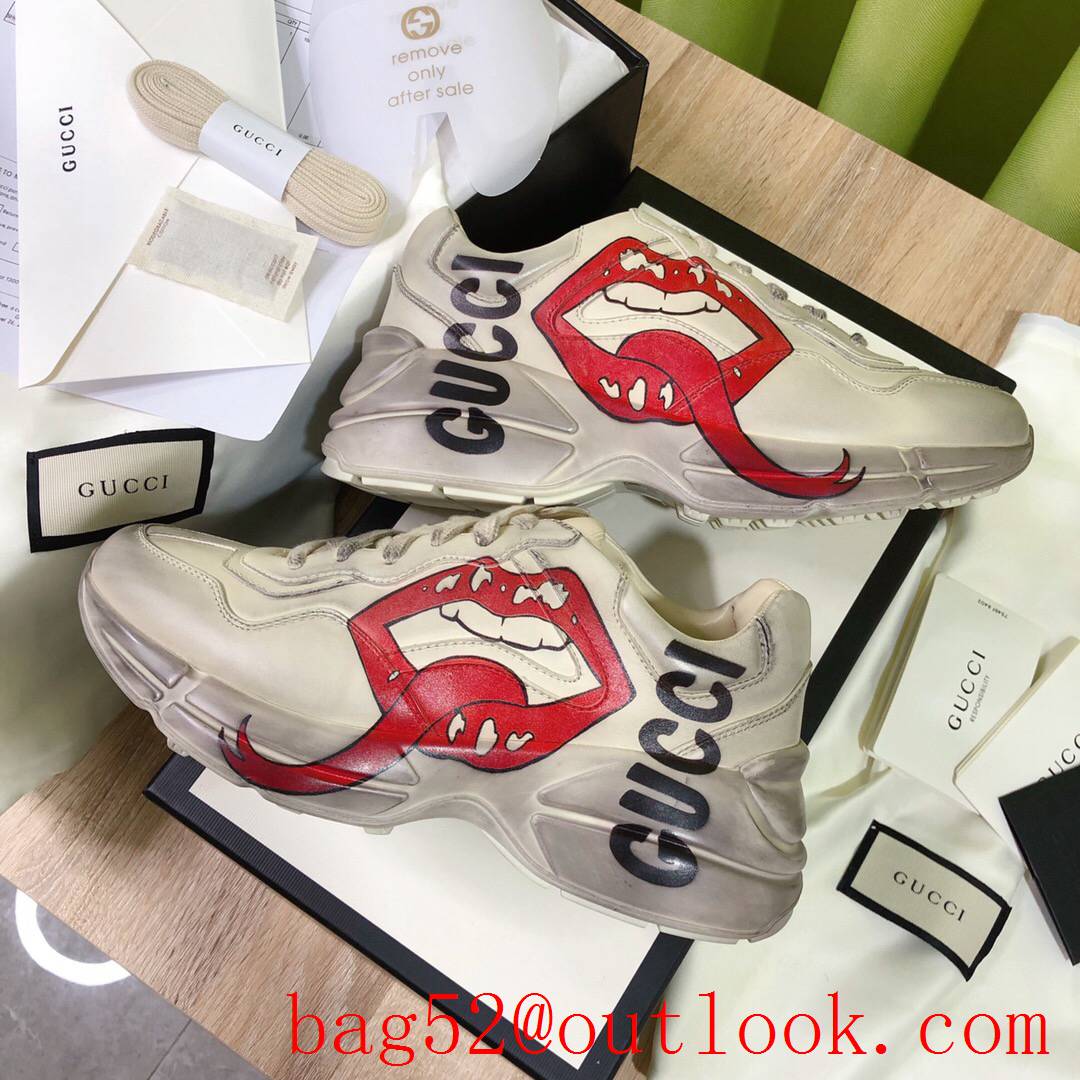 gucci screener rhyton cartoon for women and men couples sneakers shoes