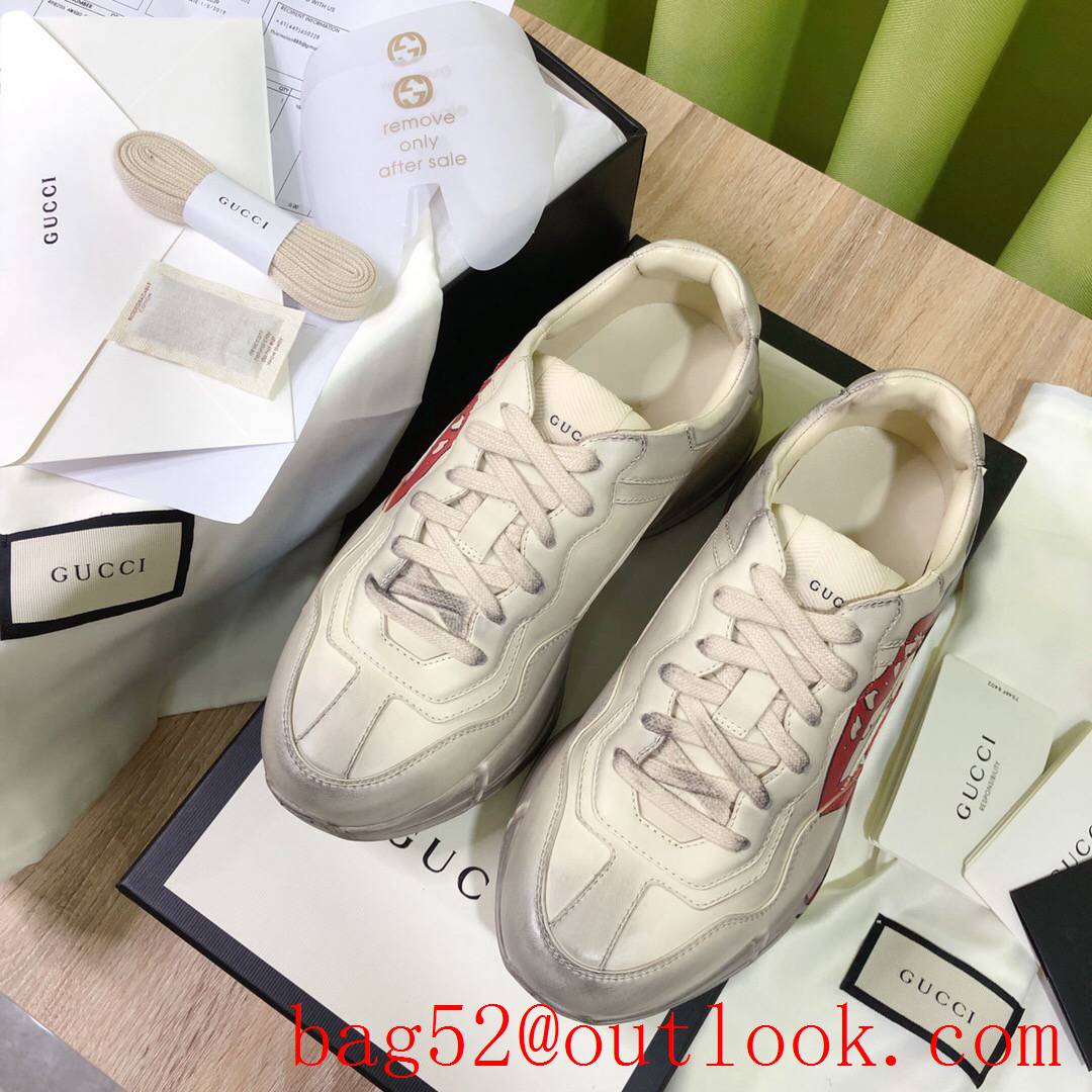 gucci screener rhyton cartoon for women and men couples sneakers shoes