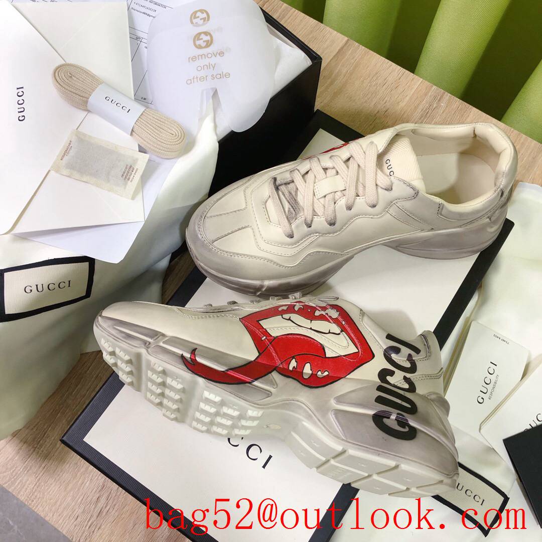 gucci screener rhyton cartoon for women and men couples sneakers shoes