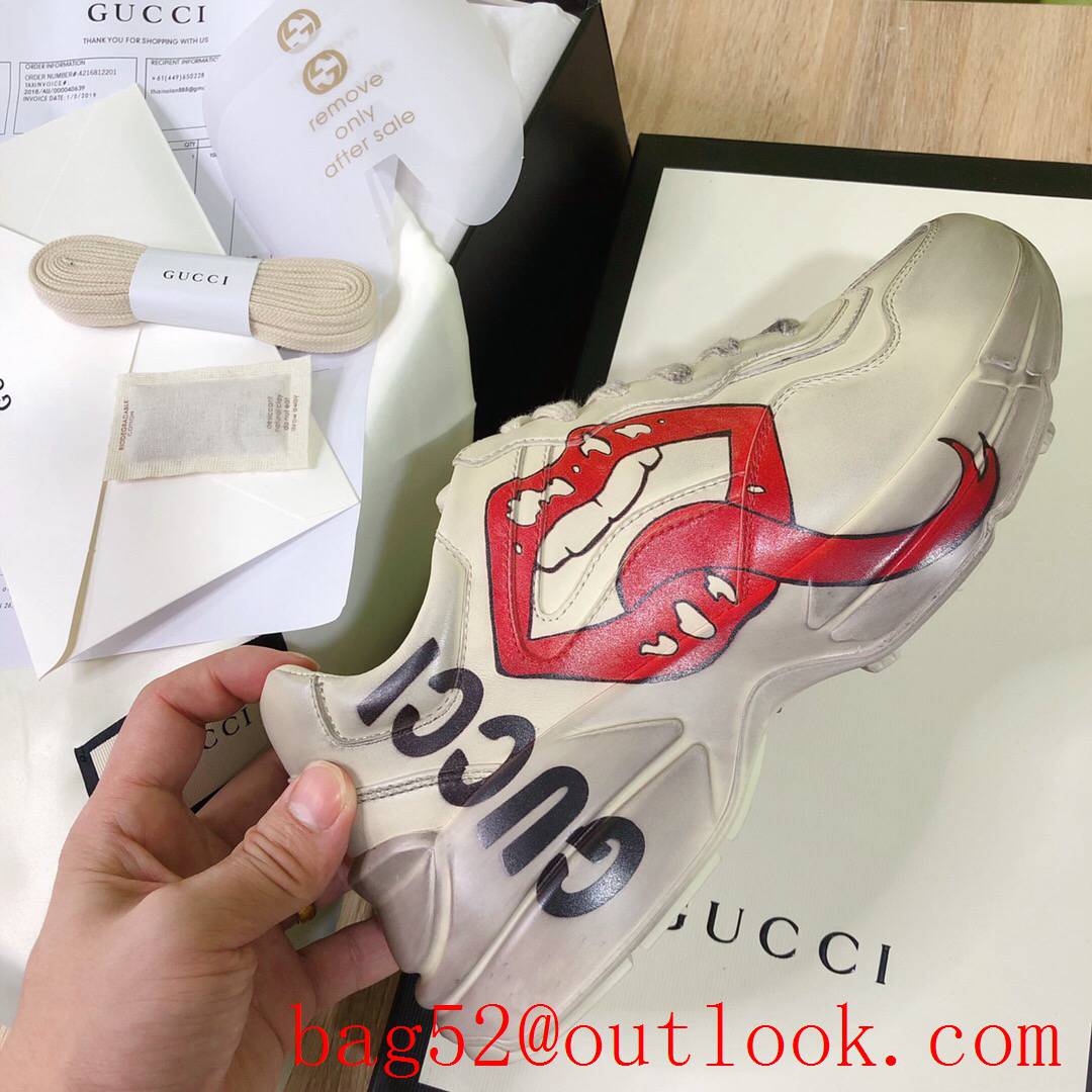 gucci screener rhyton cartoon for women and men couples sneakers shoes