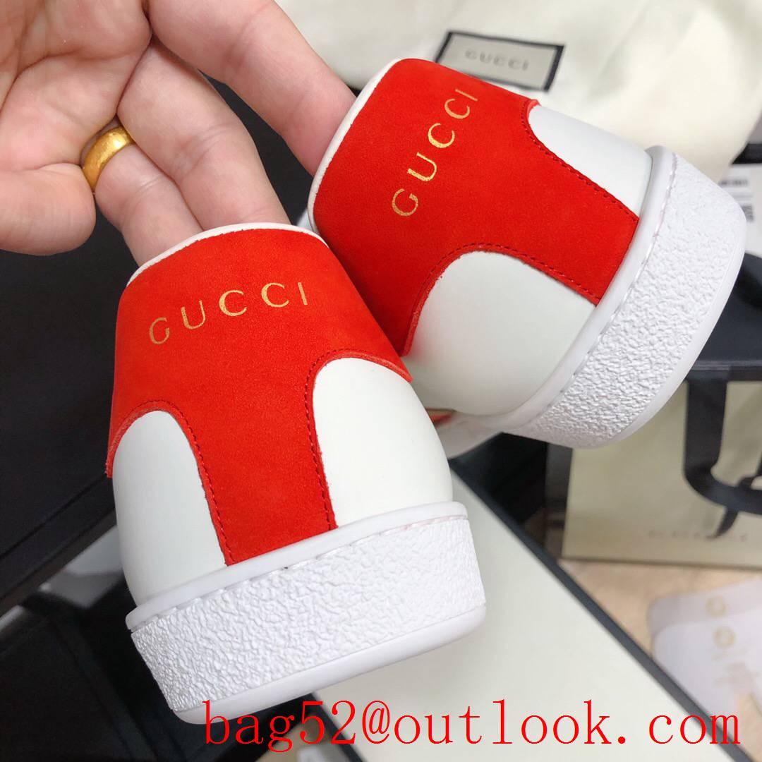 gucci ace classic new women and men couples leather flat sneakers shoes 4 colors