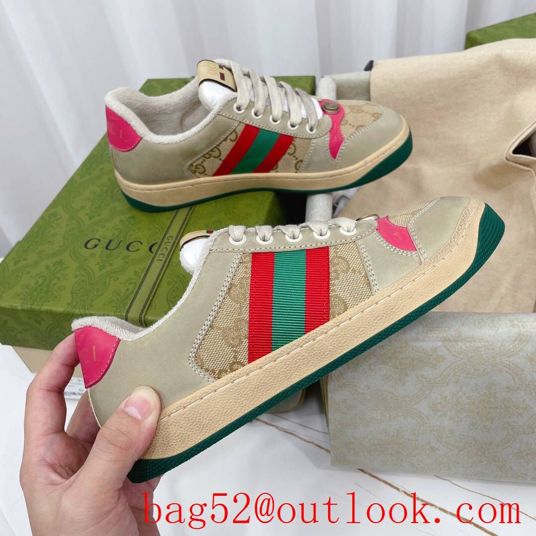 gucci screener GG supreme red v gray for women and men couples sneakers shoes