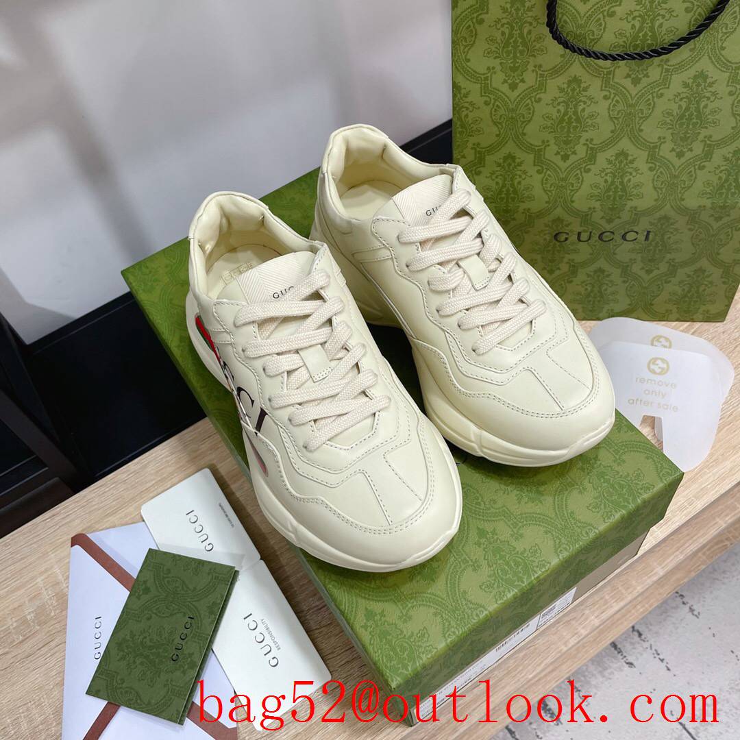 gucci bear for women and men couples leather phyton sneakers shoes