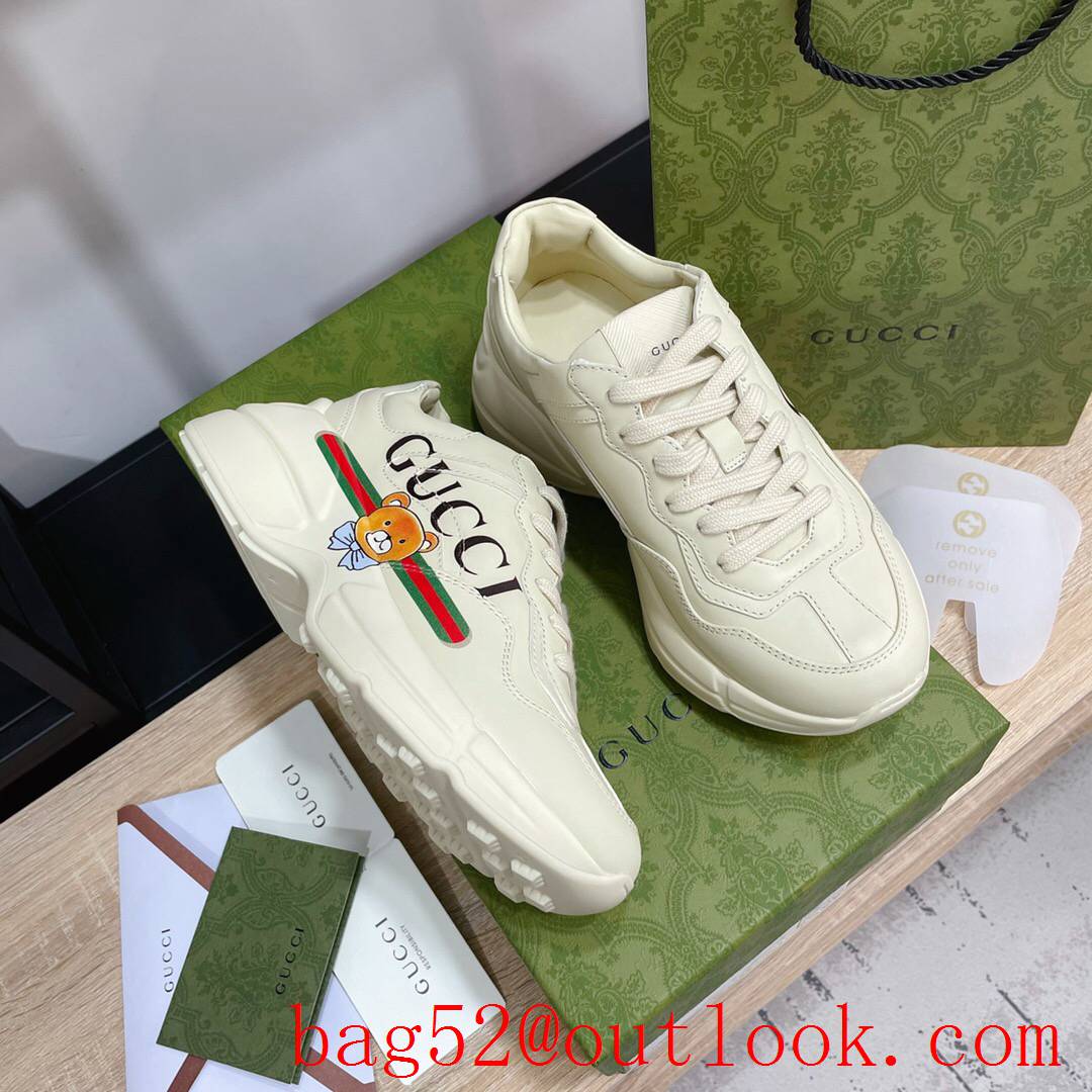 gucci bear for women and men couples leather phyton sneakers shoes