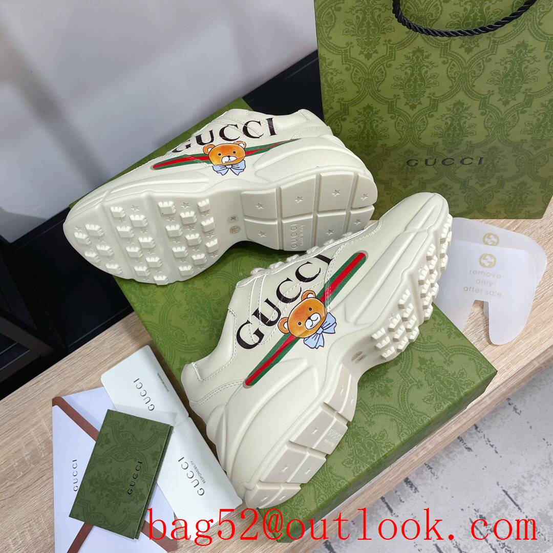 gucci bear for women and men couples leather phyton sneakers shoes