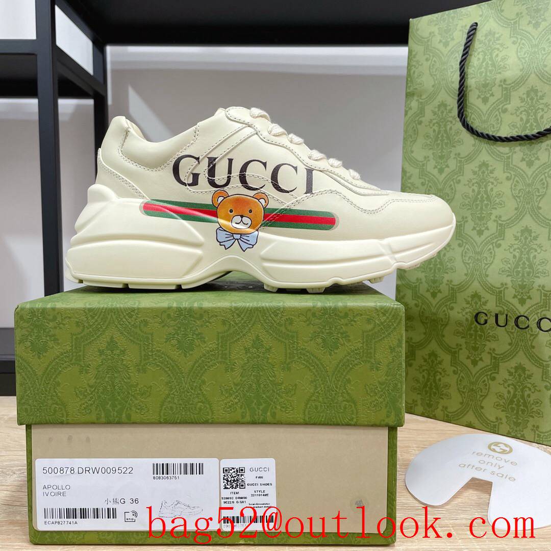 gucci bear for women and men couples leather phyton sneakers shoes