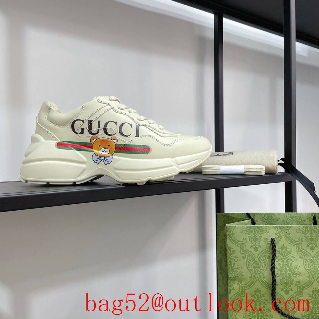 gucci bear for women and men couples leather phyton sneakers shoes