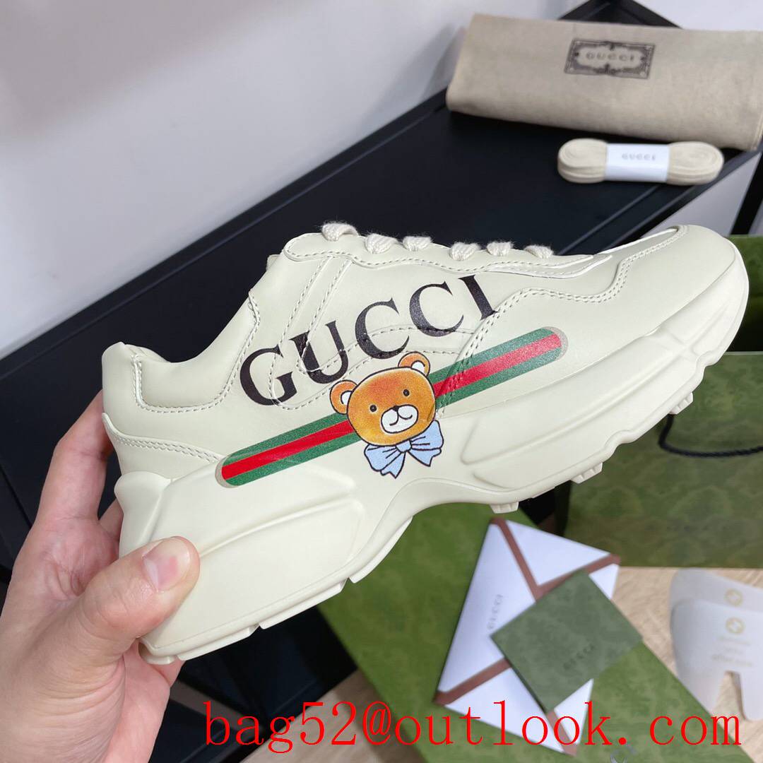 gucci bear for women and men couples leather phyton sneakers shoes