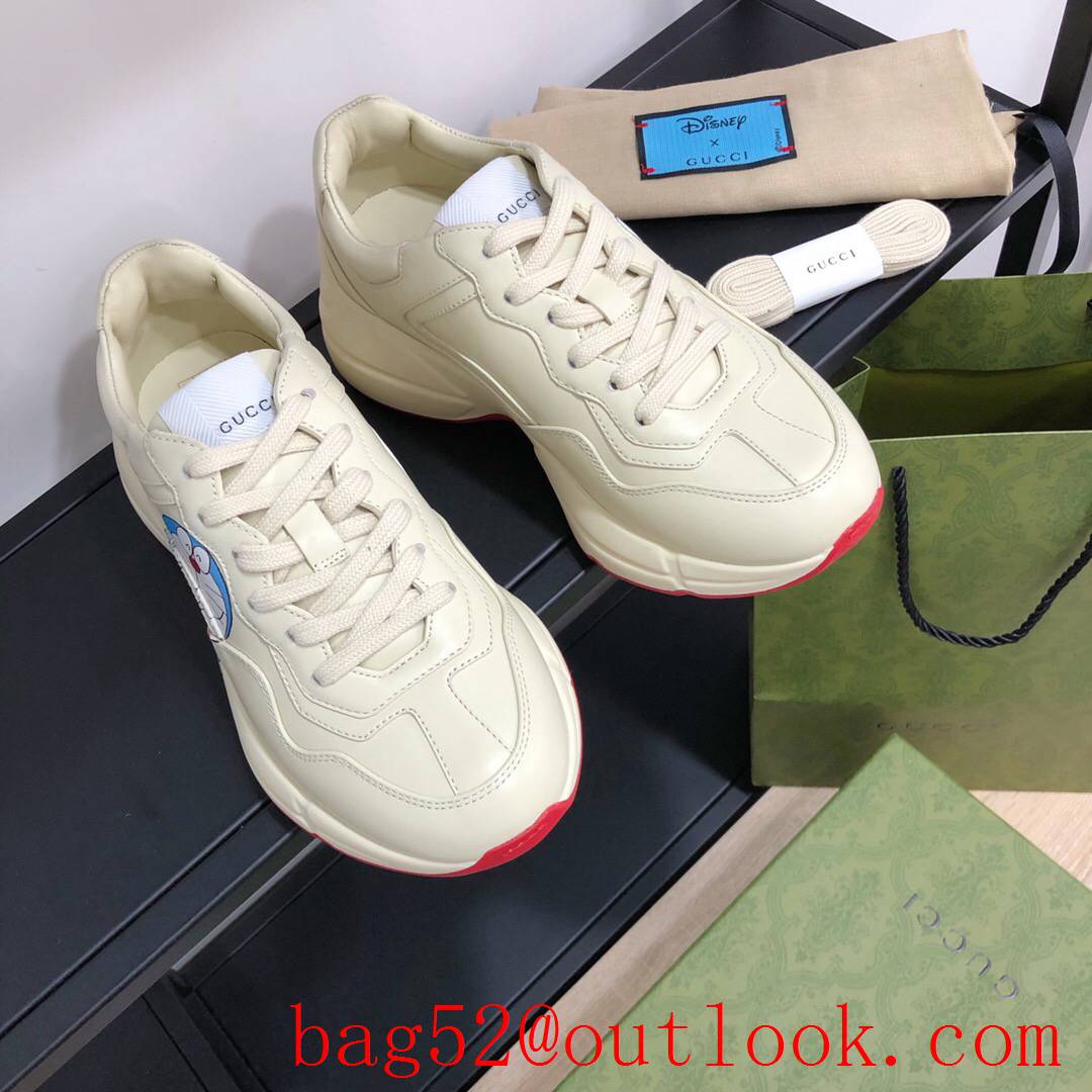 gucci Doraemon for women and men couples leather phyton sneakers shoes