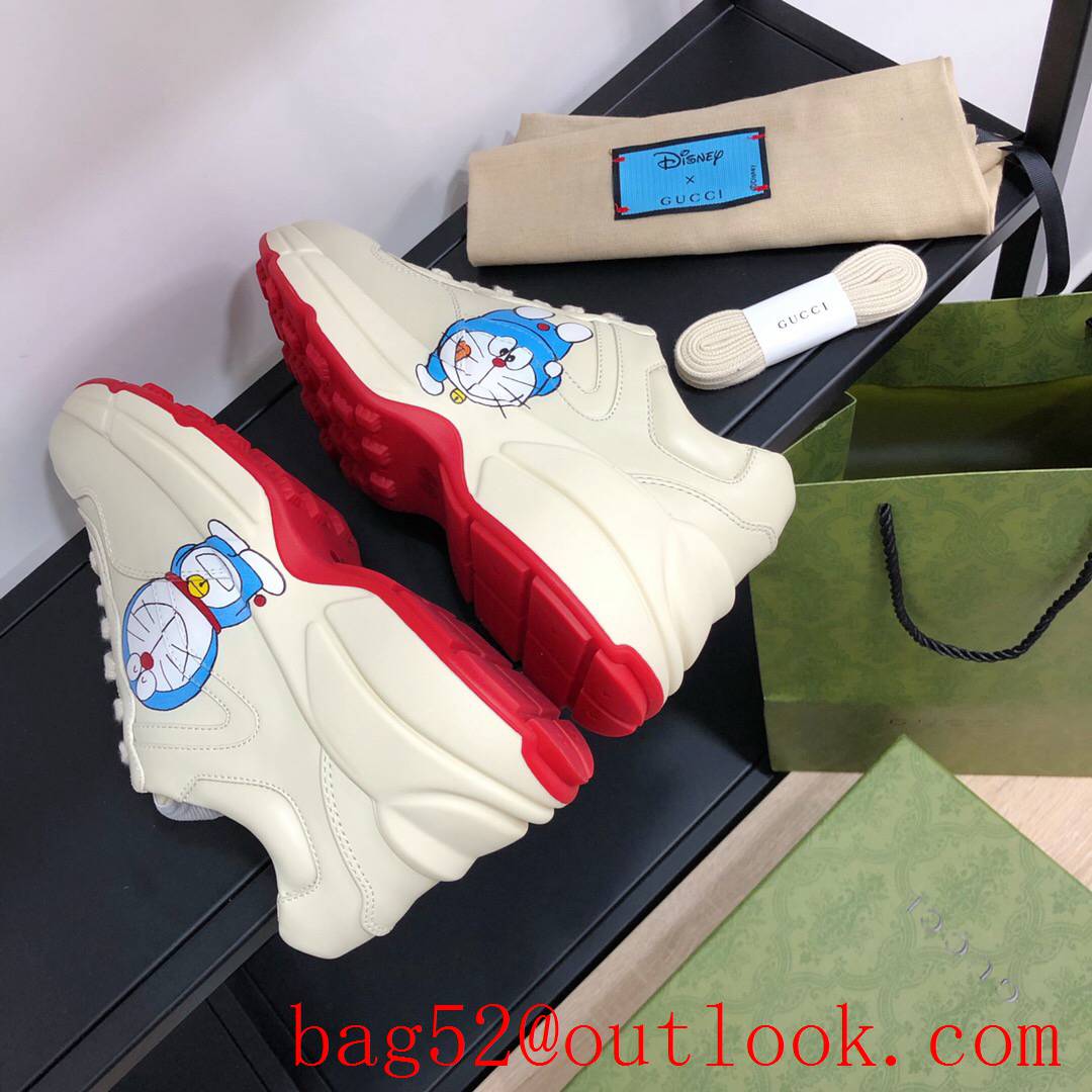 gucci Doraemon for women and men couples leather phyton sneakers shoes