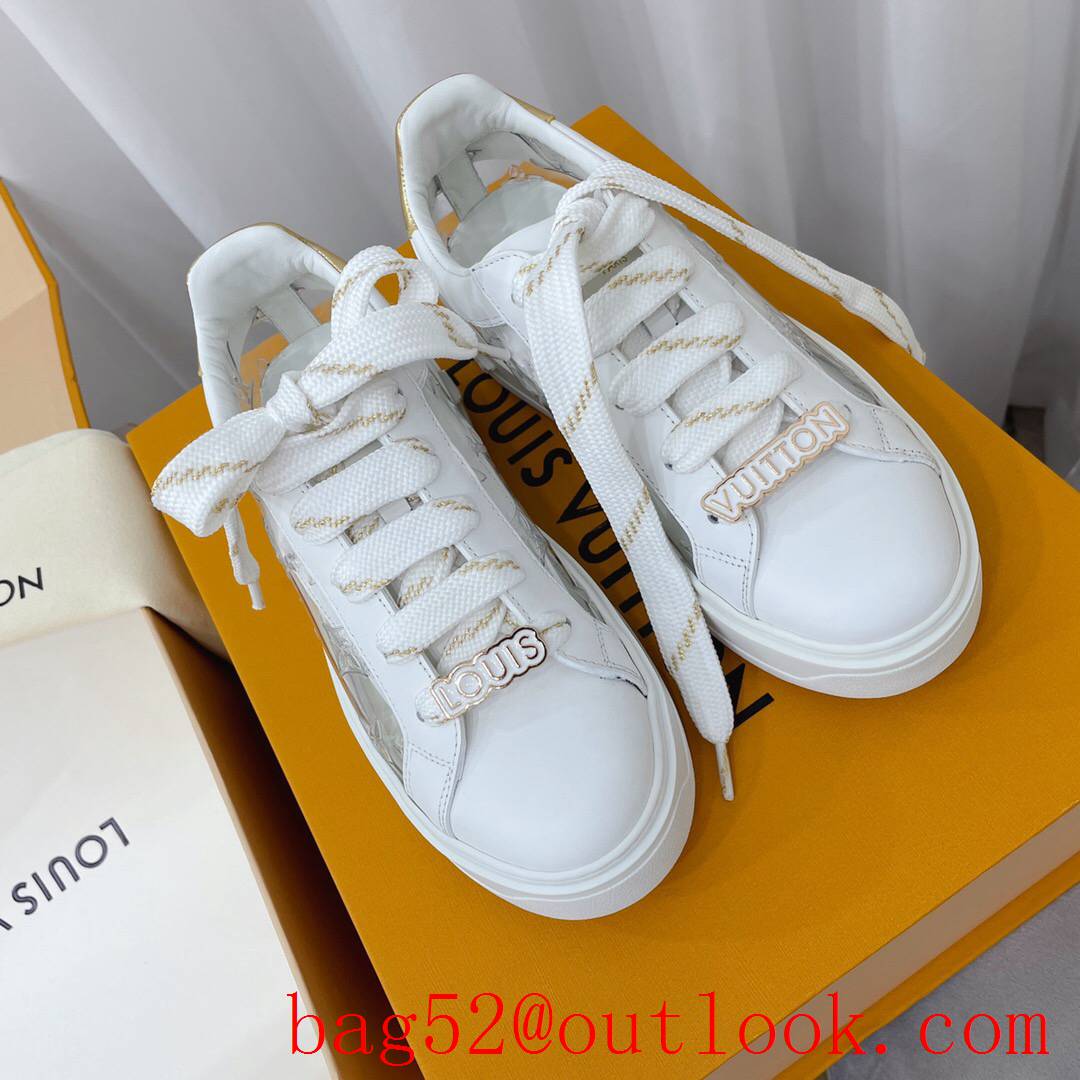 Louis Vuitton lv cream v tan time out squad sneaker shoes for women