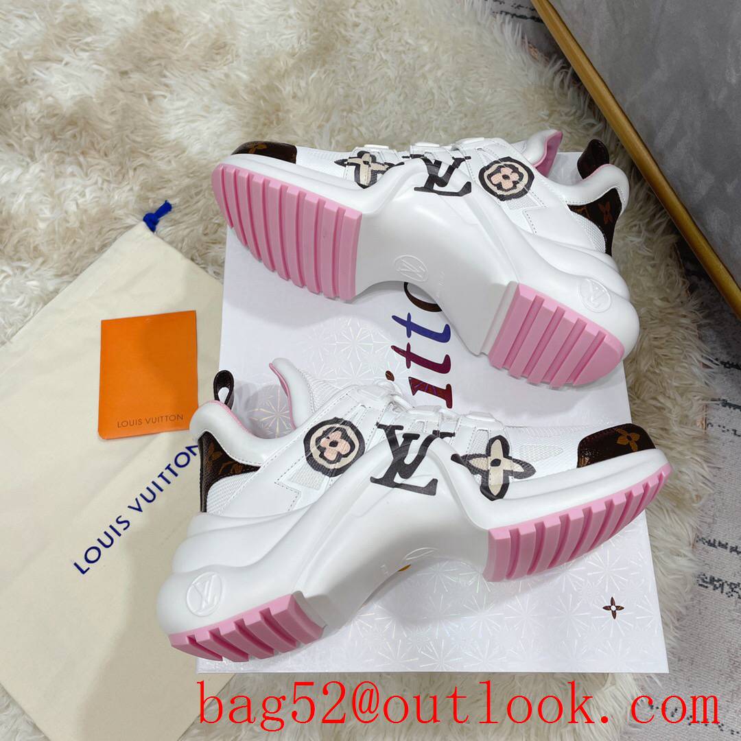 Louis Vuitton lv cream v pink archlight sneaker shoes for women