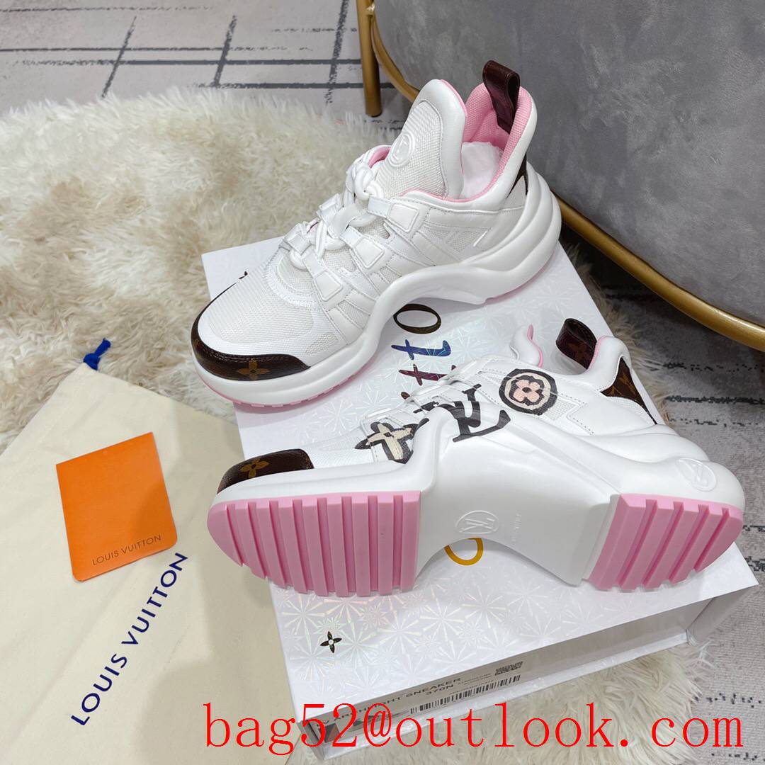 Louis Vuitton lv cream v pink archlight sneaker shoes for women