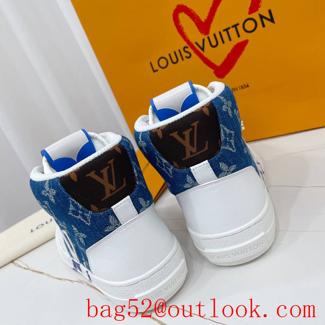 Louis Vuitton lv cream v canvas charlie sneaker shoes boot for men and women