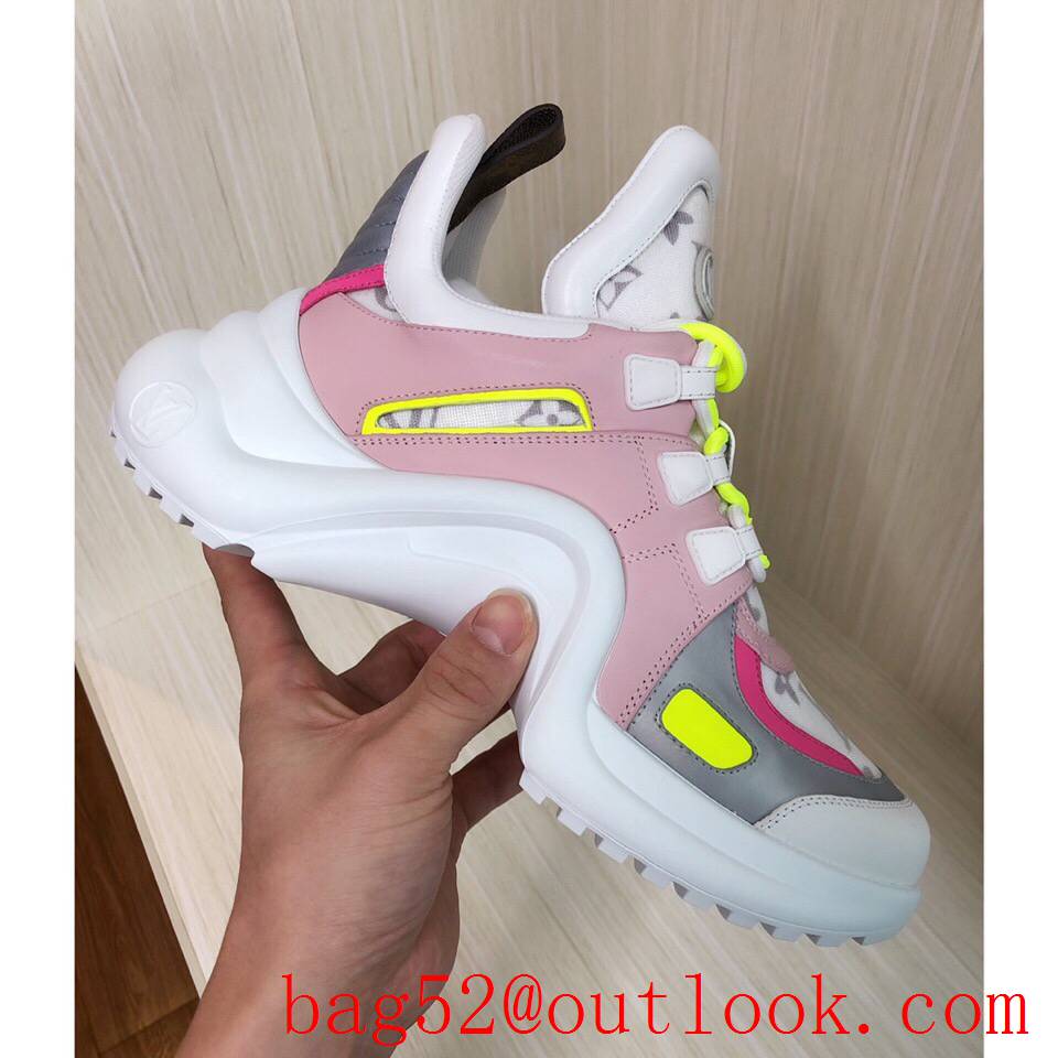 Louis Vuitton lv pink yellow archlight sneaker shoes for women