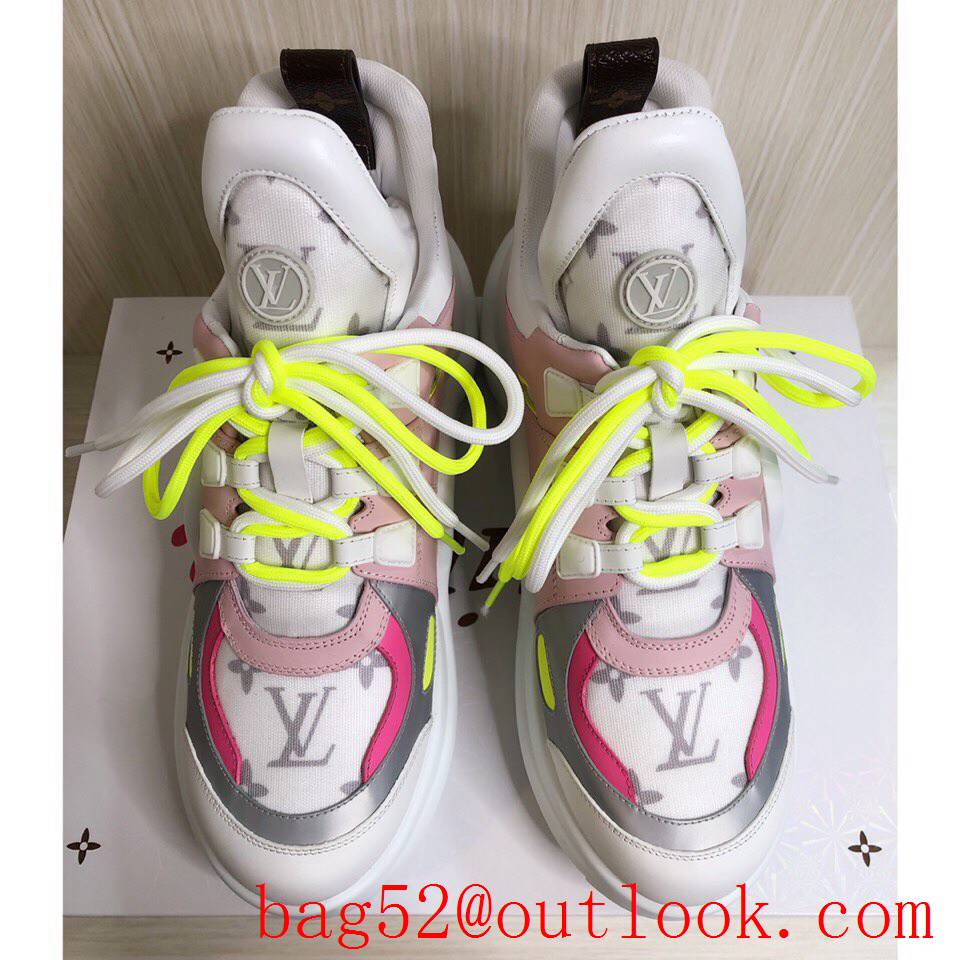 Louis Vuitton lv pink yellow archlight sneaker shoes for women