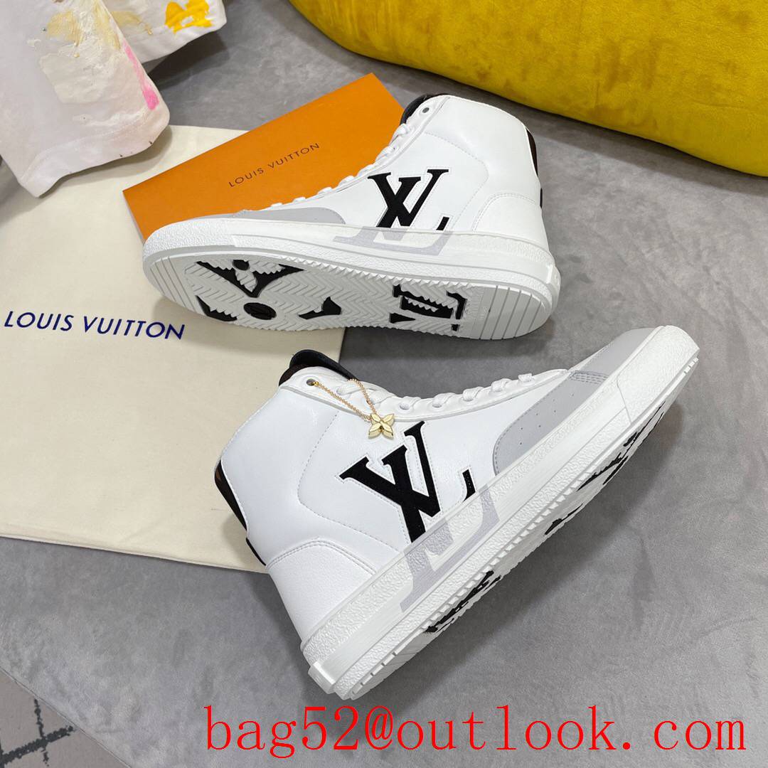 Louis Vuitton lv cream v black charlie sneaker shoes boot for men and women