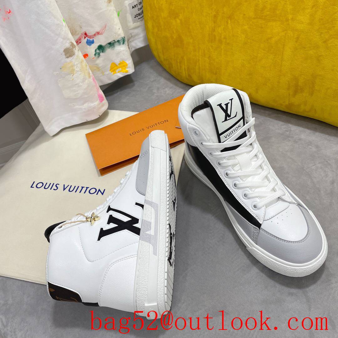 Louis Vuitton lv cream v black charlie sneaker shoes boot for men and women