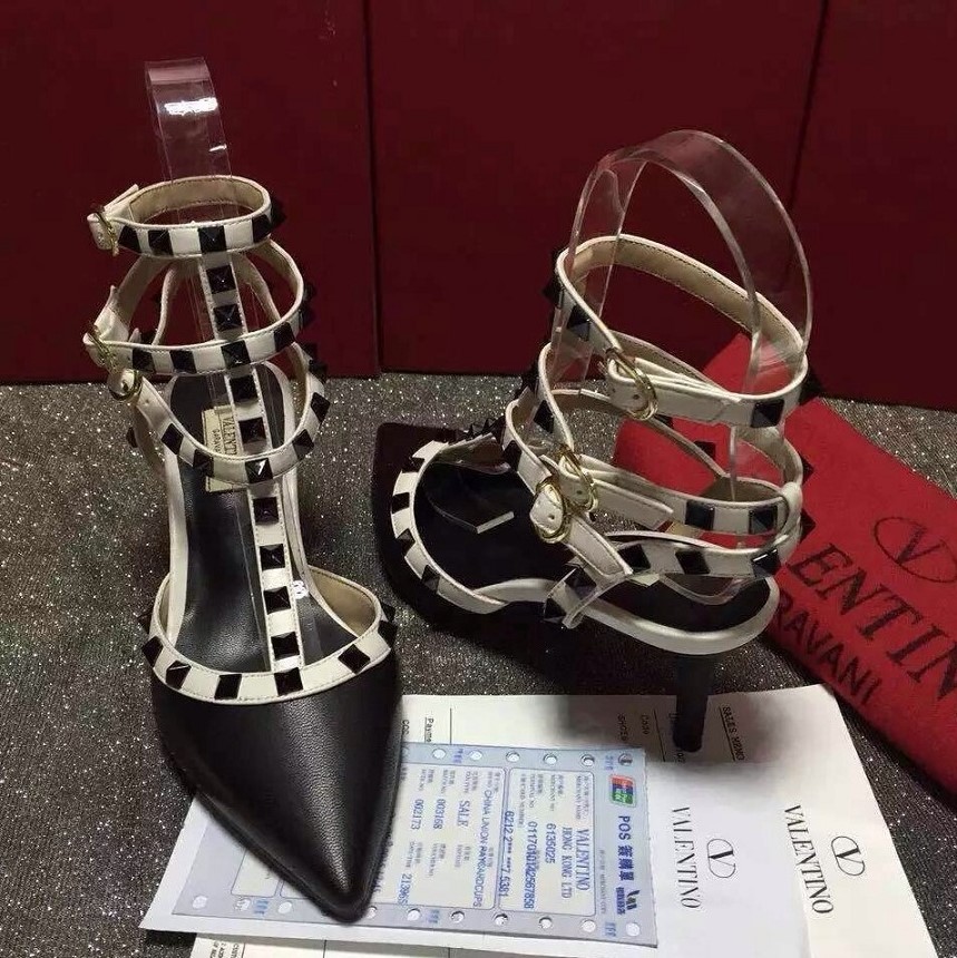 valentino black sandals heels stud shoes