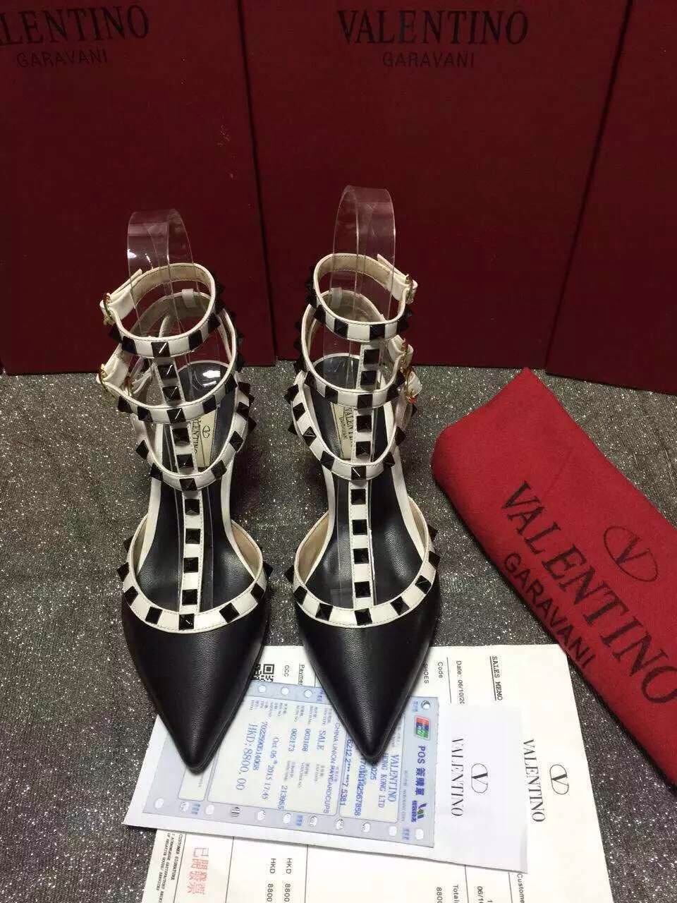 valentino black sandals heels stud shoes