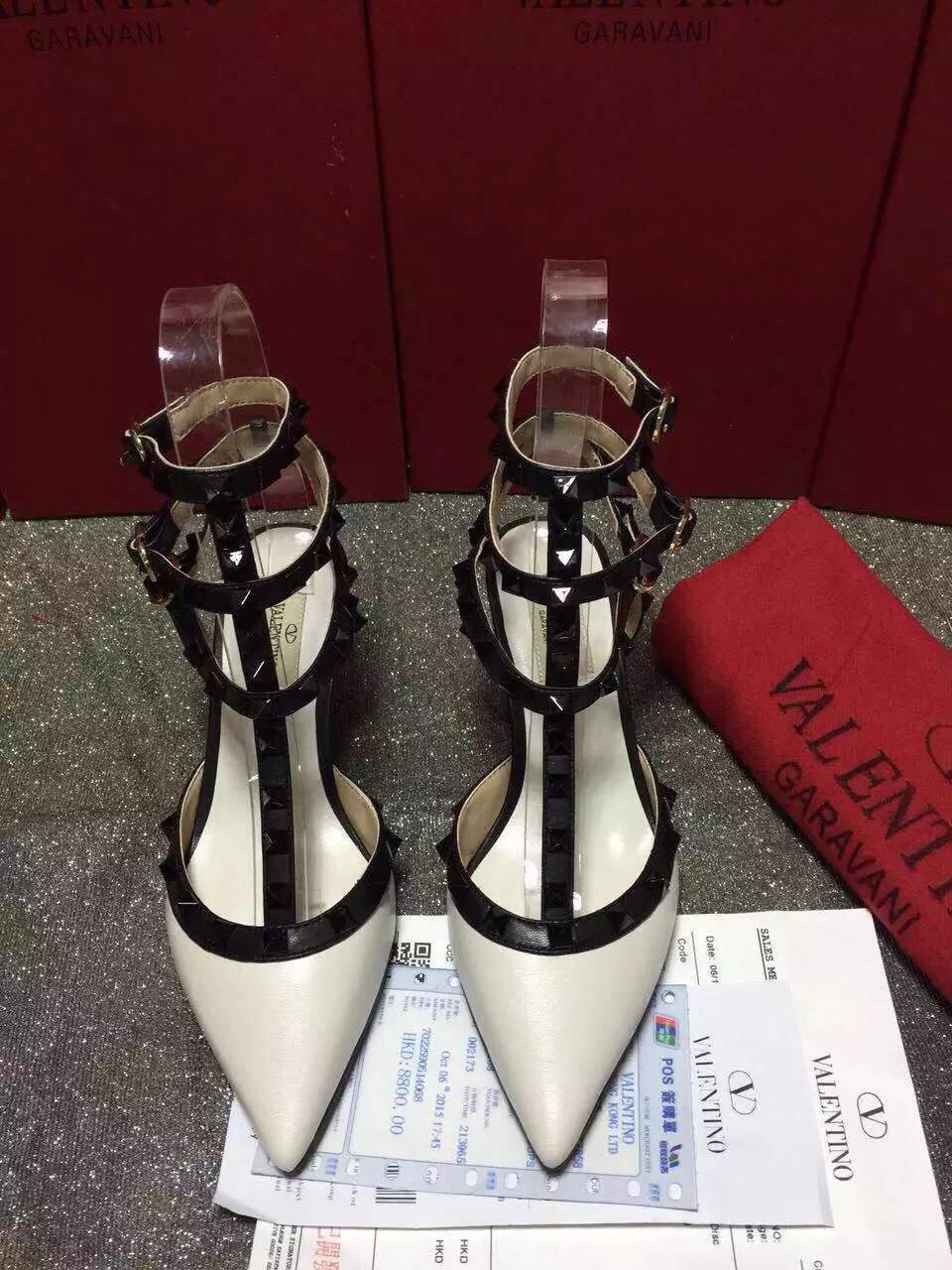 valentino cream v heels black sandals stud shoes