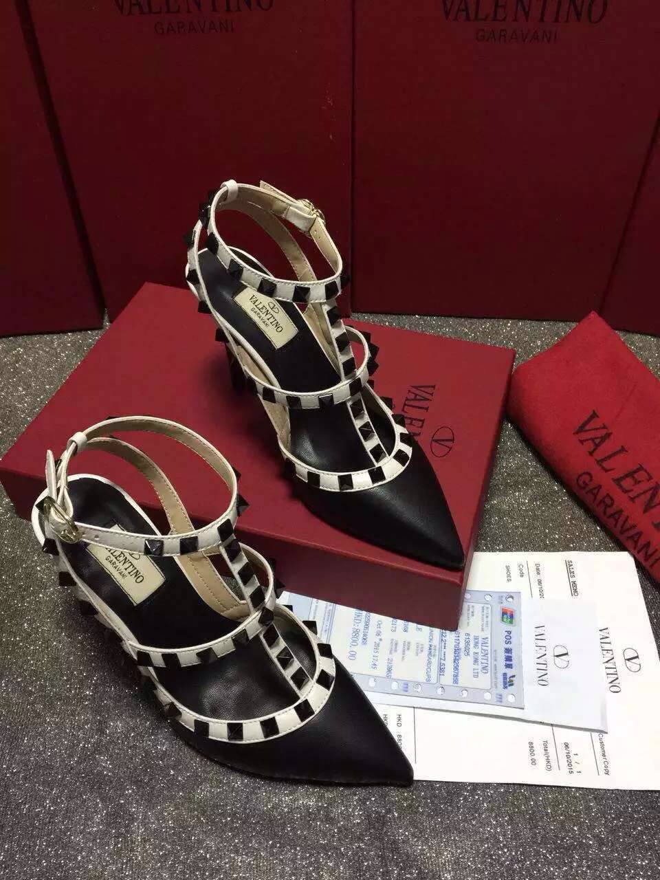 valentino black v heels cream sandals stud shoes