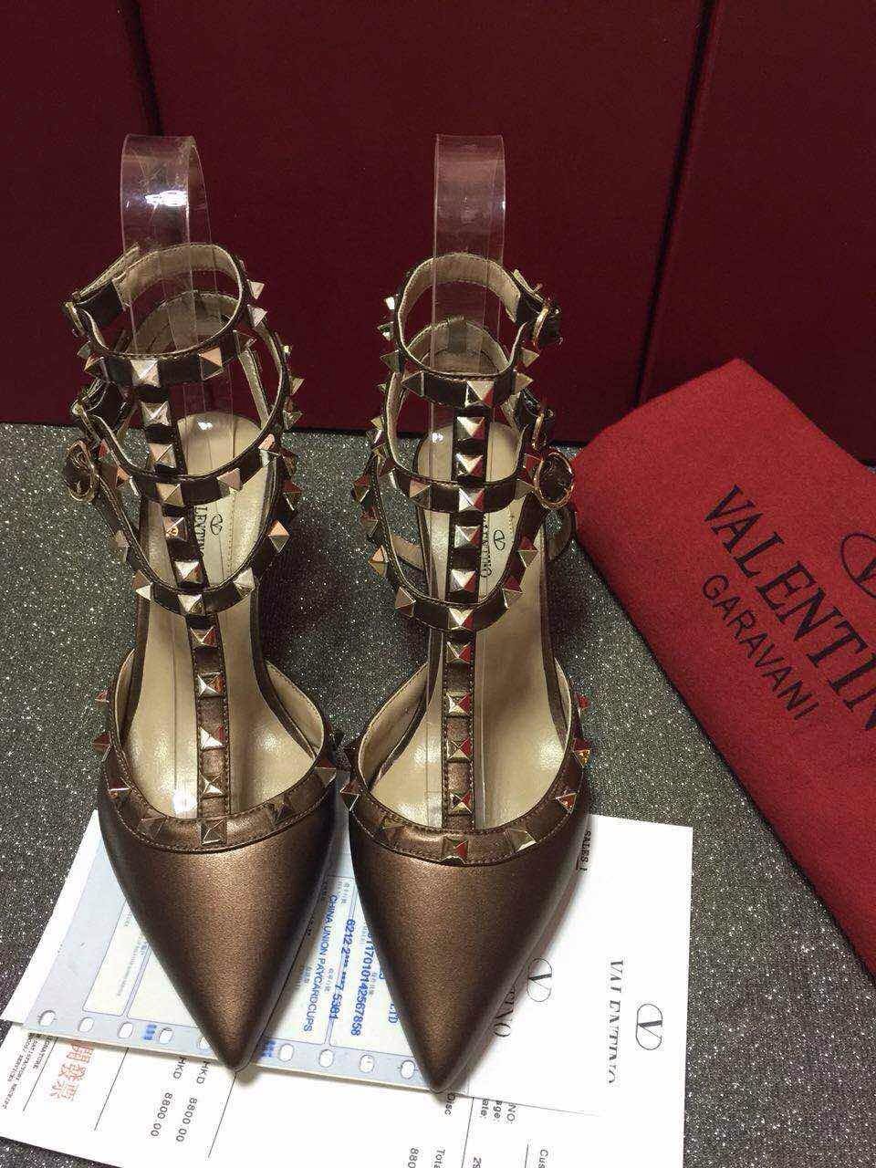 valentino sandals heels coffee stud dark shoes