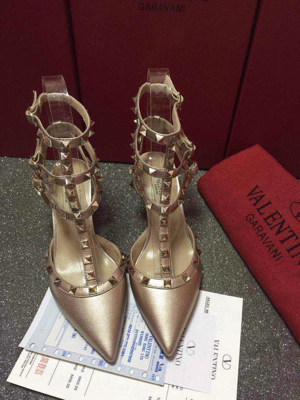 valentino dark tan stud sandals heels shoes