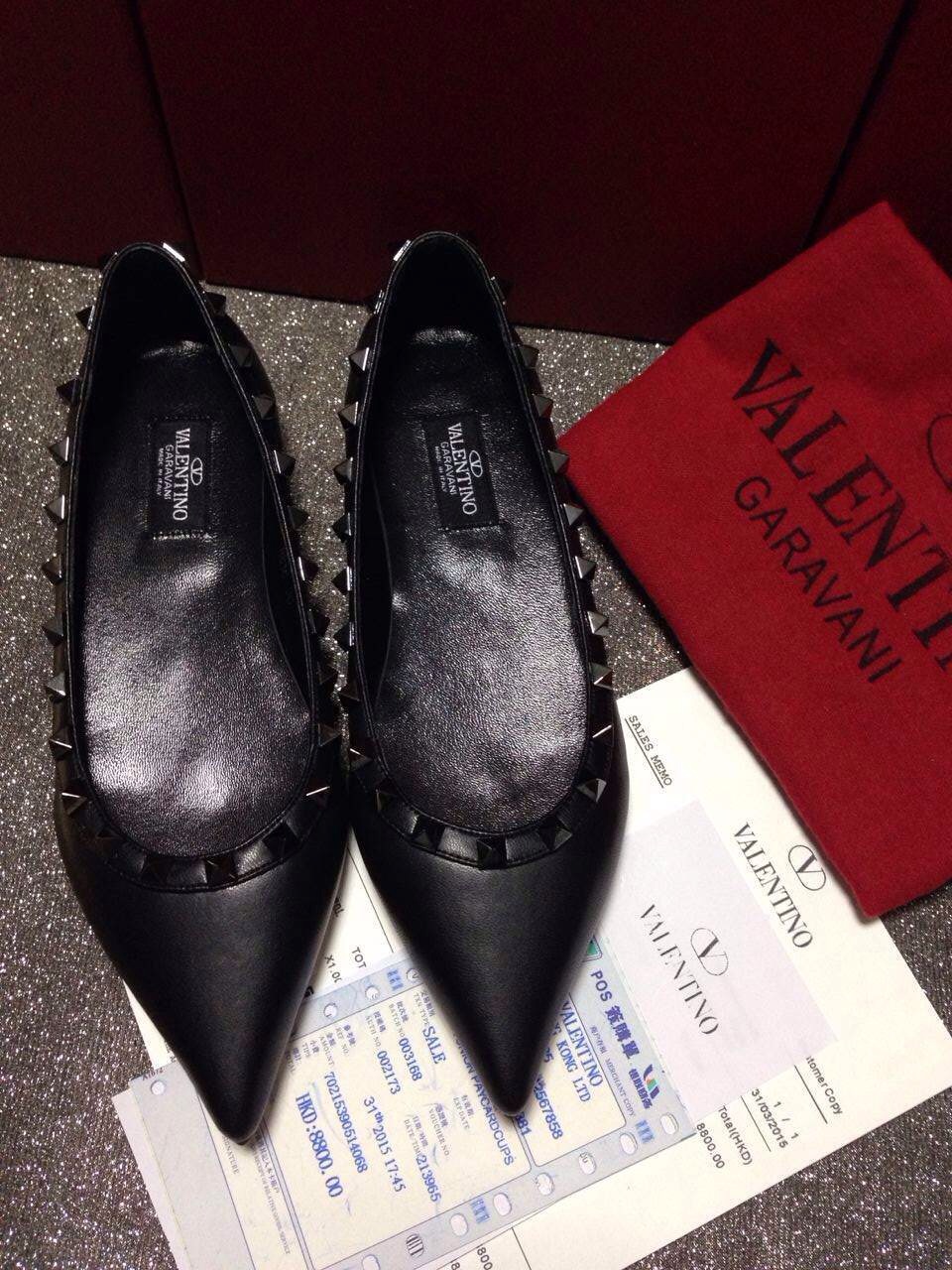 valentino black sandals flats stud shoes