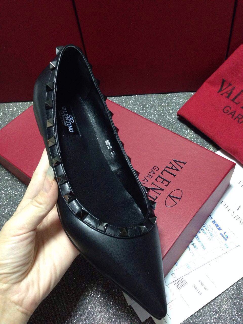 valentino black sandals flats stud shoes