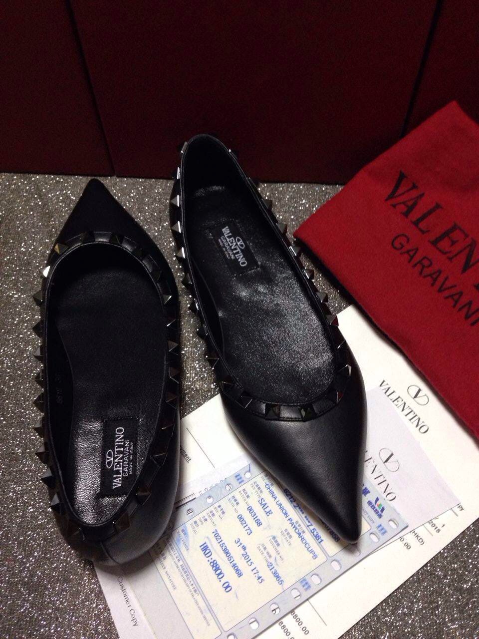 valentino black sandals flats stud shoes