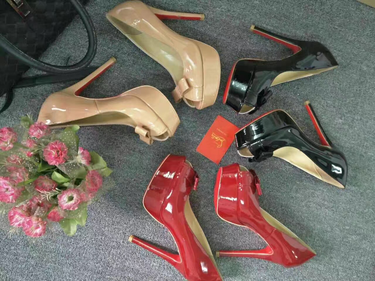 Christian Louboutin 13cm paint heels sandals red soled shoes