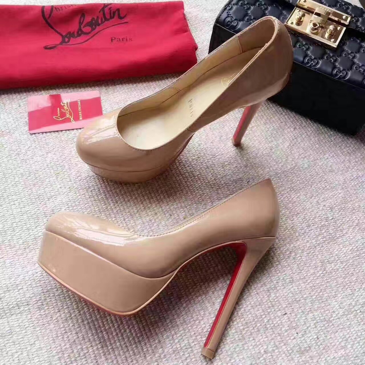 Christian Louboutin 13cm nude heels sandals red soled shoes