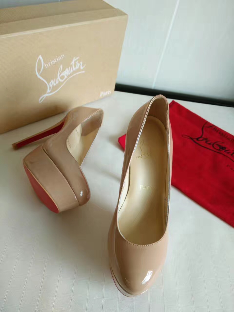 Christian Louboutin 13cm nude heels sandals red soled shoes