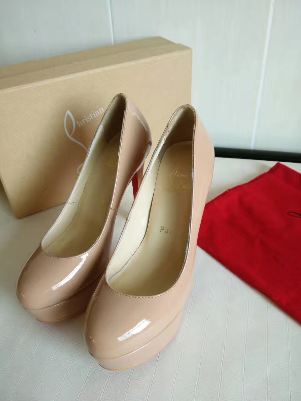 Christian Louboutin 13cm nude heels sandals red soled shoes